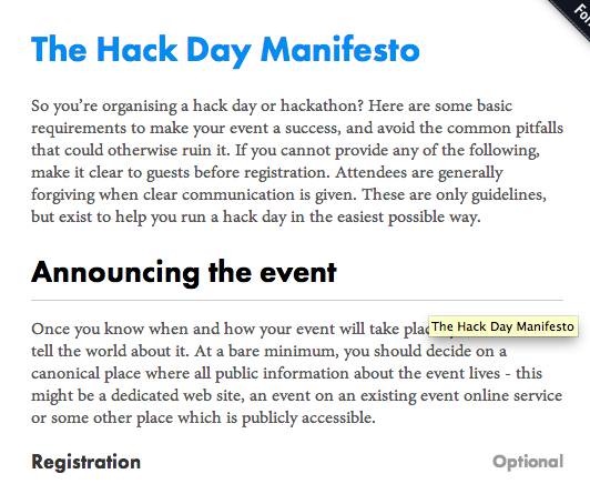 Hackday manifesto