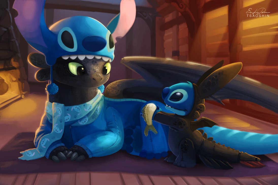 stitch_and_toothless_by_tsaoshin-d7i57wg